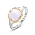 wholesale 925 Sterling Silver Minimalist Style Synthetic Pink Quartz Rose Quartz Ring for Women, Princess and Knight Two-Tone Plated Band-0-4