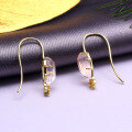 wholesale 9K gold Japanese-style light jewelry irregular pink crystal earrings for women, elegant and versatile ear hooks, new gift for best friend-0-2