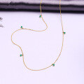 wholesale 9K Gold Summer New Natural Emerald Starry Sky Collarbone Chain, Dainty Emerald Necklace for Women-0-3