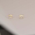 wholesale 9K Gold Korean K Gold Wholesale Mini Crown Zircon Inlaid Cute Popular Japanese and Korean Student All-Match Earrings-0-2