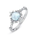 wholesale 925 Sterling Silver Japanese & Korean Light Luxury Floral Crown Sky Blue Topaz Ring New Vintage Flower Ring Wholesale-0-4