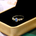 wholesale 9K Gold Japanese Light Jewelry Natural Fire Oval Opal Ring for Women Wholesale Taobao-0-2