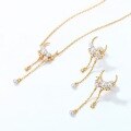 wholesale S925 Silver Plated with 9K Gold Japanese Light Luxury Vintage Shell Pearl Moon Long Tassel Drop Earrings-0-2