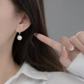 wholesale S925 Sterling Silver Nalan Simple Carved White Synthetic Pearl Short French Earring Jewelry E5522-0-3