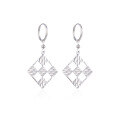 wholesale S925 Silver Korean Japanese Style Ins Fashion Minimalist Versatile Checkered Grid Ear Clips-0-4