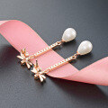 wholesale 925 Sterling Silver Teardrop Pearl Earrings, Light Luxury High-End Elegant Niche Design Long Drop Earring Studs-0-1