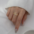 wholesale S925 Silver Ring Women's Korean Style Fresh and SweetOpenable Branch Bud Small Leaf Jewelry J8152-0-3