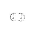 wholesale S925 Sterling Silver Moon Single Diamond Ear Studs, Korean Style Fresh and Simple Light Surface, One Style Two Ways to Wear Ear Accessories G1191-0-4