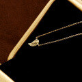 wholesale 9K Gold European and American Minimalist Style Angel Wing Plain Gold Feather Wing Necklace, Petite Collarbone Chain for Women-0-1