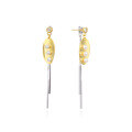 wholesale S925 Silver Gold-Plated Long Leaf Earrings Elegant Ethereal Fashion Women's Earrings Source Factory Wholesale-0-4