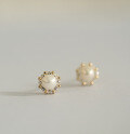 wholesale 9K Gold Korean K Gold Wholesale Small Pearl French Style Minimalist Elegant Ear Cartilage Ear Studs-0-2