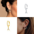 wholesale S925 Sterling Silver Single 26-letter Alphabet Ear Hoop,ins-0-1