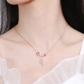 wholesale S925 Sterling Silver Butterfly Necklace for Women, Double Flying Tassel Pendant Collarbone Chain, Ethereal and Forest-Style, Unique Trendy Accessory-0-2