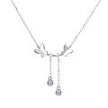 wholesale S925 Sterling Silver Butterfly Necklace for Women, Double Flying Tassel Pendant Collarbone Chain, Ethereal and Forest-Style, Unique Trendy Accessory-0-4