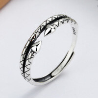 wholesale Sterling silver woven pattern ring, minimalist style tail ring for women, Korean trendy design for students, unique and niche single ring-YJ106/approx. 2.12g Adjustable opening