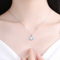 wholesale S925 Sterling Silver Crown Moonstone Necklace for Women, Small Pendant Collarbone Chain with Minimalist Design, Exquisite and Stylish-0-3