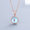 wholesale S925 Sterling Silver Crown Moonstone Necklace for Women, Small Pendant Collarbone Chain with Minimalist Design, Exquisite and Stylish-0-6