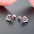 wholesale S925 silver Korean version women's crystal elegant earrings, Japanese-style fashionable creative studs, diamond-shaped earrings, dropshipping available-0-2