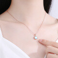 wholesale S925 Sterling Silver Crown Moonstone Necklace for Women, Small Pendant Collarbone Chain with Minimalist Design, Exquisite and Stylish-0-2