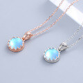 wholesale S925 Sterling Silver Crown Moonstone Necklace for Women, Small Pendant Collarbone Chain with Minimalist Design, Exquisite and Stylish-0-1