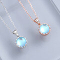 wholesale S925 Sterling Silver Crown Moonstone Necklace for Women, Small Pendant Collarbone Chain with Minimalist Design, Exquisite and Stylish-0-0