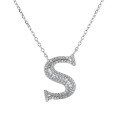 wholesale S925 Sterling Silver 26 Letters Alphabet Necklace Ins Trendy Brand Zircon Inlaid Hip Hop Popular Pendant Jewelry-0-4