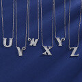 wholesale S925 Sterling Silver 26 Letters Alphabet Necklace Ins Trendy Brand Zircon Inlaid Hip Hop Popular Pendant Jewelry-0-1