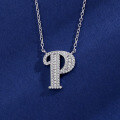 wholesale S925 Sterling Silver 26 Letters Alphabet Necklace Ins Trendy Brand Zircon Inlaid Hip Hop Popular Pendant Jewelry-0-17