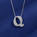 wholesale S925 Sterling Silver 26 Letters Alphabet Necklace Ins Trendy Brand Zircon Inlaid Hip Hop Popular Pendant Jewelry-0-18