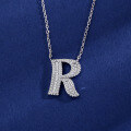 wholesale S925 Sterling Silver 26 Letters Alphabet Necklace Ins Trendy Brand Zircon Inlaid Hip Hop Popular Pendant Jewelry-0-19