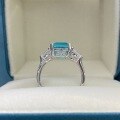 wholesale 925 Silver Shipei Jewelry 5ct Synthetic Paraiba 8*12 Rectangle High-Carbon Diamond Ring for Women Factory Direct-0-3