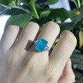 wholesale 925 Silver Shipei Jewelry 5ct Synthetic Paraiba 8*12 Rectangle High-Carbon Diamond Ring for Women Factory Direct-0-1