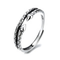 wholesale Sterling silver woven pattern ring, minimalist style tail ring for women, Korean trendy design for students, unique and niche single ring-0-4