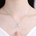 wholesale S925 Sterling Silver 26 Letters Alphabet Necklace Ins Trendy Brand Zircon Inlaid Hip Hop Popular Pendant Jewelry-0-2