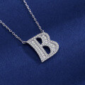 wholesale S925 Sterling Silver 26 Letters Alphabet Necklace Ins Trendy Brand Zircon Inlaid Hip Hop Popular Pendant Jewelry-0-5