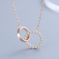 wholesale S925 Sterling Silver Double Circle Diamond Inlaid Collarbone Necklace, Ethereal and Trendy for Students, Korean Style Personality-0-6