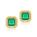 wholesale 925 Silver Gold Plated, Japanese and Korean Light Luxury Retro Green Agate Geometric Diamond Stud Earrings, Internet Famous Wholesale Forest Style Earrings-0-4