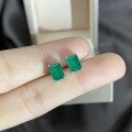 wholesale 925 Silver 1ct 5*7 Synthetic Emerald Earrings, European and American Best-Seller Ins Style High-Carbon Diamond Earrings-0-3