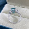 wholesale 925 Silver Shipei Jewelry 5ct Synthetic Paraiba 8*12 Rectangle High-Carbon Diamond Ring for Women Factory Direct-0-2