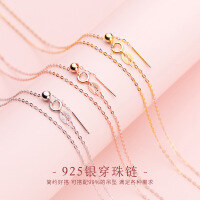 wholesale 925 Silver Korean-style Elegant Single Chain Necklace, Starry Sky Box Chain Without Pendant, Bare Chain for Women D7721-S925 silver cross chain electric silver>925 silver