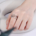 wholesale S925 Sterling Silver Chain Link Ring Korean Style Minimalist Vintage Distressed Fashion Unisex Index Finger Wholesale-0-3