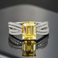 wholesale 925 Silver Shipei Jewelry Simulated Diamond Ring Women's Luxurious 3 Carat Emerald Cut Rectangle Flat 7*9mm-0-5