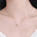 wholesale S925 Sterling Silver Double Circle Diamond Inlaid Collarbone Necklace, Ethereal and Trendy for Students, Korean Style Personality-0-3