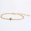wholesale 925 Silver Japanese Minimalist Natural Emerald Two-Layer Bracelet for Women, Internet-Famous Birthstone Beaded Wholesale Jewelry-0-1
