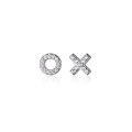 wholesale Sterling Silver Korean-style Small Asymmetric XO Letter Earrings with Simple Diamond Inlaid for Pierced Ears G6294-0-4