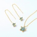 wholesale S925 silver plated with 9K gold, new smart blue spinel pentagram necklace, Japanese light luxury neck chain, internet-famous neck accessory-0-3