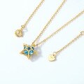 wholesale S925 silver plated with 9K gold, new smart blue spinel pentagram necklace, Japanese light luxury neck chain, internet-famous neck accessory-0-1