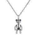 wholesale S925 Sterling Silver Hip-Hop Event Bear Pendant Necklace for Women, Trendy Internet-Famous Niche Design Mid-Long Layering Chain-0-4