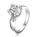 wholesale S925 Sterling Silver Moissanite D Color One-Carat Swallow Tail Bull Head Four Prong Ring with Side Micro-Paved Zircon Jewelry-0-4