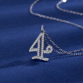 wholesale S925 Sterling Silver Arabic Numeral Series Necklace with 0123456789 Diamond-Inlaid Pendant for Women, Trendy Design Wholesale-0-9